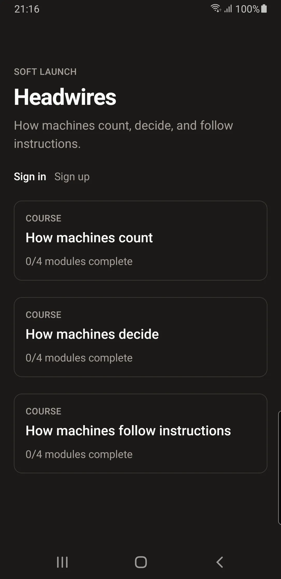 Headwires course list: How machines count, decide, and follow instructions.